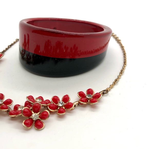 Vintage Red Flower Necklace & Retro Jewelry Lot - Picture 16 of 16